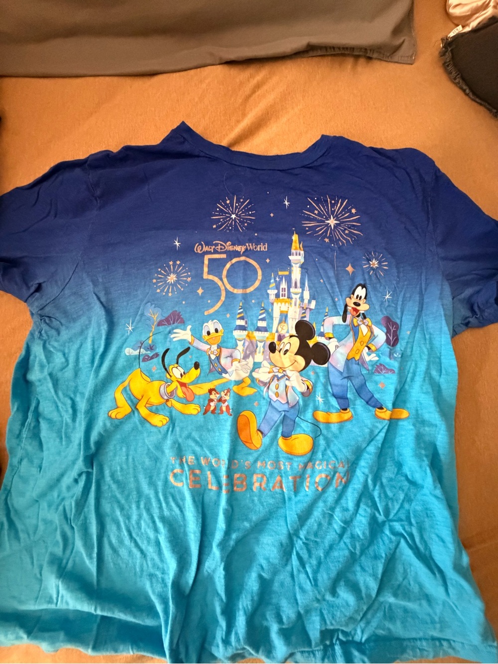 Walt Disney World Blue 50th Anniversary Castle Graphic Tee